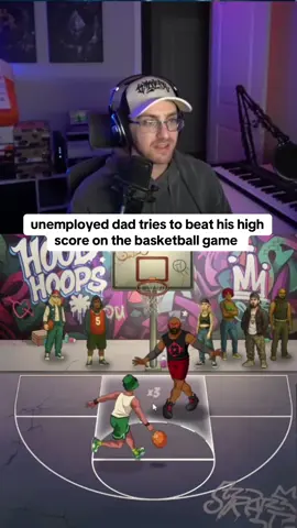 unemployed dad tries to beat his high score on the basketball game #basketball #kickstreaming 
