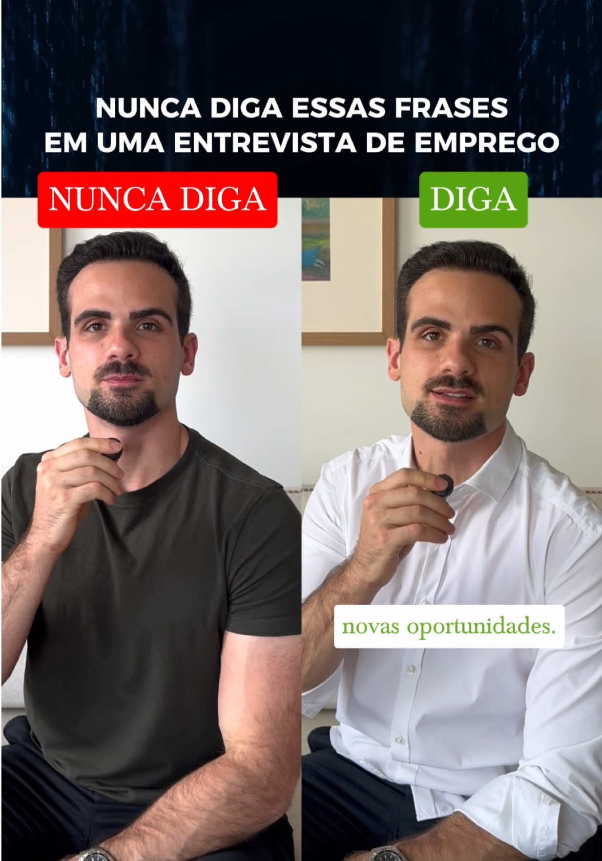 O que você fala em uma entrevista de emprego? 👀 Porque às vezes não é o que você diz… mas como diz. Aqui eu te mostro como ajustar postura, comunicação verbal e não verbal para transmitir confiança e profissionalismo. 🎯 Quer corrigir sua comunicação e aprender a se posicionar com autoridade? 👉🏼 Me siga aqui no perfil para mais dicas práticas de comunicação, postura e oratória. #entrevista #comunicacao #clt #trabalho #foryou 