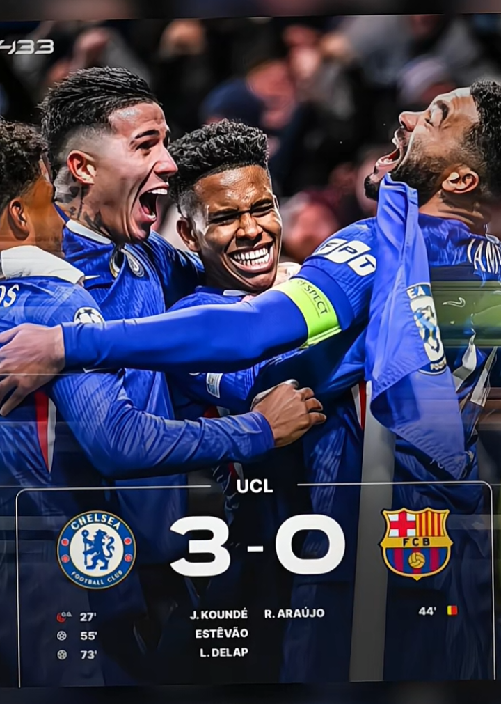 FT : Chelsea 3 - 0 Fc Barcelona  Chelsea menang sempurna atas barcelona di kandang, Estevao mengganas wakkk 🥵🔥 #chelsea #fcbarcelona #championsleague #footballtiktok #fyp 