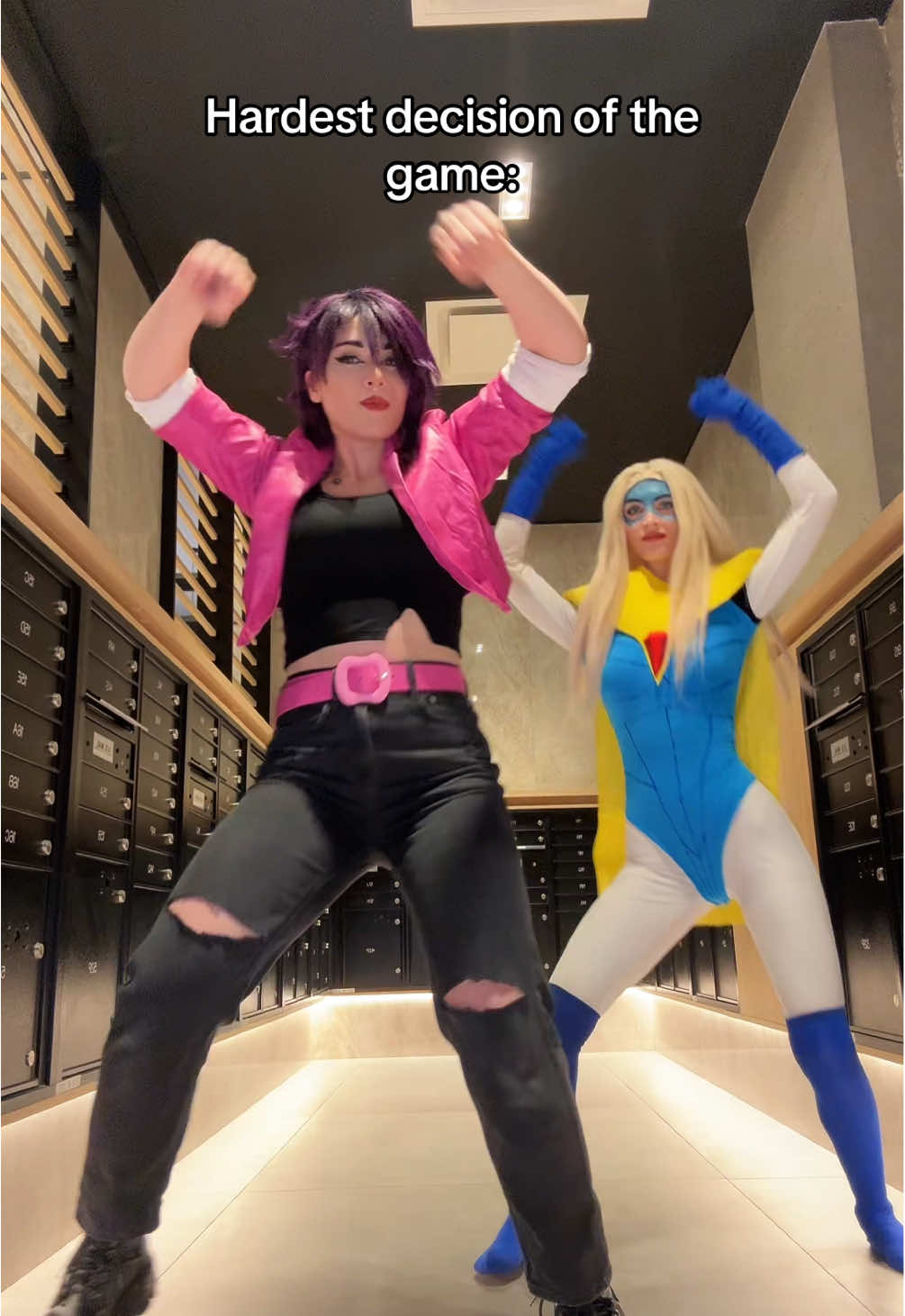 Be honest: who did you choose? @1Kyle8 #dispatch #blondeblazer #invisigal #cosplayer #dispatchcosplay 