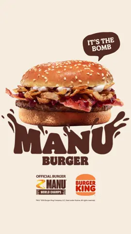 Meet the Manu Burger… again, The official burger of the @ManuWorldChamps is back! 🍔💦 It’s the epic Bomb Burger, just with a fresh summer name. Dive in and grab yours today! 💣✨