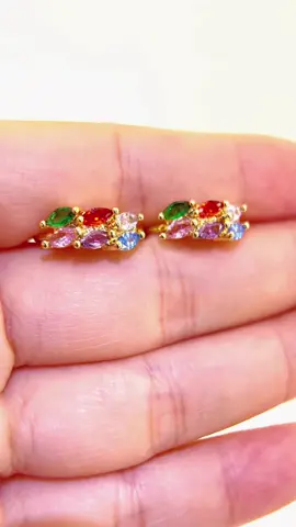 6 arranged combination colored stone earrings  #earring #earringstyle #jewelrytiktok #earringsbusiness #retroearrings    