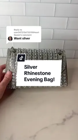 Replying to @user3472156735198Heart Queen  YESSS QUEEN! Here's the silver rhinestone evening bag! Perfect for holidays! #rhinestonebag #eveningbag #affordablehandbags 