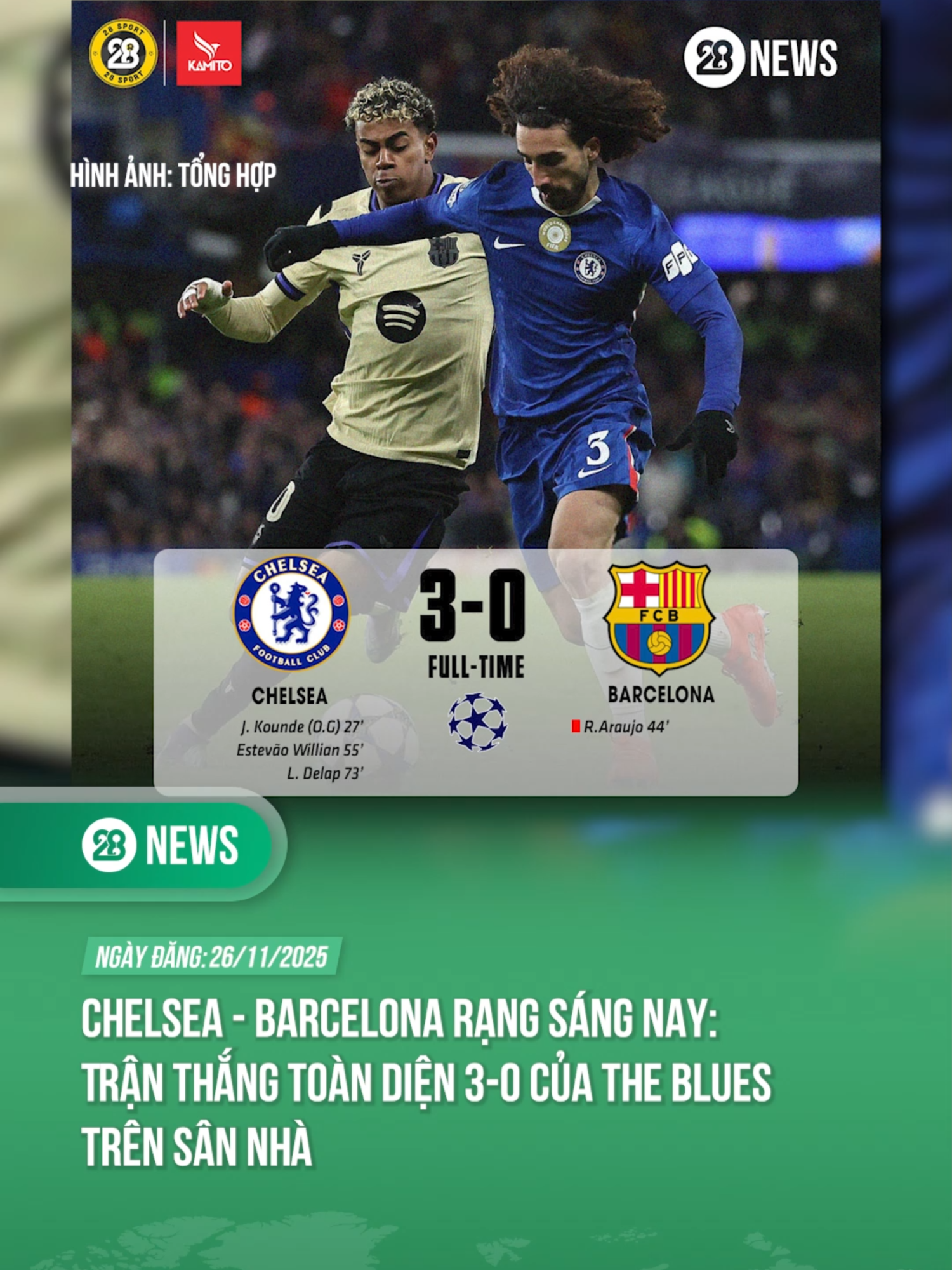 CHELSA THẮNG ÁP ĐẢO 3-0 BARCELONA RẠNG SÁNG NAY #theanh28 #theanh28news #tiktoknews
