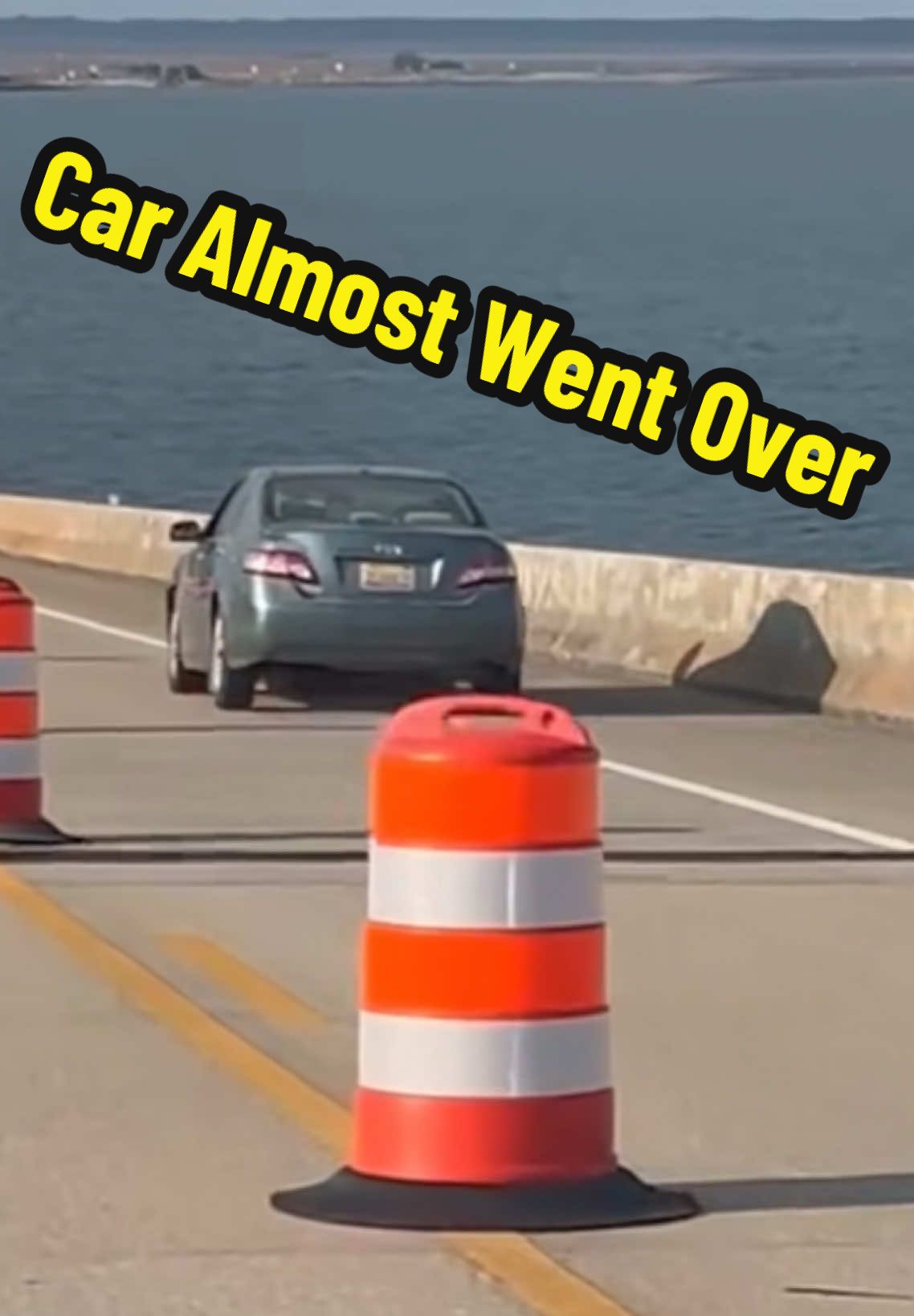 Follow me for part 2😳So scary‼️Car almost drove off of the bridge and into the ocean😱😱 #scarytiktoks #accident #tiktokviral #carwreck 