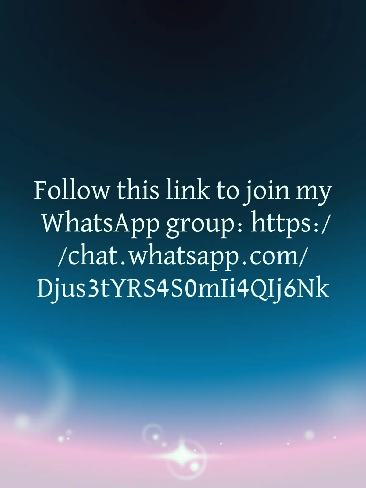 Follow this link to join my WhatsApp group: https://chat.whatsapp.com/Djus3tYRS4S0mIi4QIj6Nk