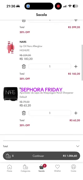 Misericórdia senhor, me segura que a irresponsabilidade financeira vem com força! Minha marca favorita de make na promo! 🥰 e tem mini de brinde!!!!#sephorafriday #sephora #nars #narsissist #blackfriday 