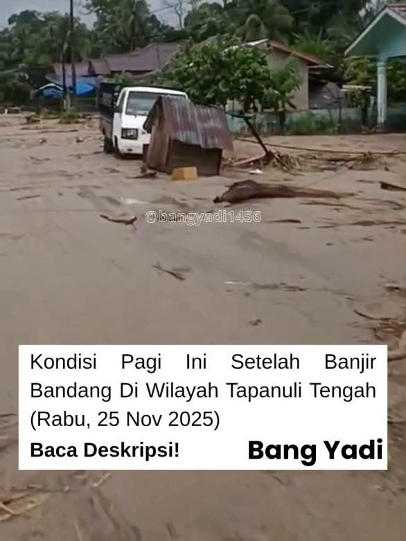 Berikut adalah Update Terkini untuk Kota Sibolga dan Tapanuli Tengah (Tapteng) per hari ini, Rabu, 26 November 2025. Status utama saat ini adalah Siaga Darurat Bencana akibat cuaca ekstrem yang melanda wilayah Pantai Barat Sumatera Utara dalam beberapa hari terakhir. 1.  Berita Utama: Bencana Banjir & Longsor (Breaking News) Hujan deras yang mengguyur sejak Senin (24/11) hingga hari ini telah menyebabkan bencana hidrometeorologi parah di kedua wilayah.  • Banjir Meluas:    • Lokasi: Ribuan rumah terendam banjir di Kecamatan Pandan, Sarudik, Tukka, dan sebagian wilayah Kota Sibolga.    • Kondisi: Di beberapa titik seperti Sibuluan dan Tukka, ketinggian air sempat mencapai atap rumah atau sekitar 1-2 meter. Banyak warga telah mengungsi ke tempat yang lebih aman.  • Tanah Longsor & Korban Jiwa:    • Tragedi Sitahuis: Longsor terjadi di Desa Mardame, Kecamatan Sitahuis, Tapanuli Tengah. Dilaporkan 4 orang meninggal dunia (satu keluarga: ibu dan tiga anak) akibat tertimbun material longsor.    • Titik Lain: Longsor juga dilaporkan terjadi di jalur Sibolga-Tarutung (Batu Lubang) dan perbukitan di sekitar Sibolga Julu/Parombunan. 2.  Kondisi Akses Jalan & Transportasi Akses darat dari dan menuju Sibolga/Tapteng mengalami gangguan berat hari ini:  • Jalan Sibolga - Tarutung (Arah Medan): Terputus Total/Lumpuh. Tebing longsor menutup badan jalan nasional di beberapa titik, menyebabkan kendaraan tidak bisa melintas. Alat berat sedang dikerahkan, namun proses pembersihan terkendala hujan yang masih turun.  • Jalan Sibolga - Padangsidimpuan: Akses juga dilaporkan terputus akibat longsor dan pohon tumbang. Satuan Brimob Polda Sumut telah dikerahkan untuk membantu membuka akses jalan, namun lalu lintas masih sangat terganggu.  • Jalan Lokal: Jalan Sipan-Sihaporas dilaporkan amblas. 3.  Layanan Publik (Listrik & Sinyal)  • Listrik: Terjadi pemadaman listrik total (blackout) di sebagian besar wilayah Sibolga dan Pandan akibat tiang listrik yang tumbang terbawa longsor dan gardu yang terendam banjir. PLN sedang berupaya melakukan pemulihan bertahap.  • Telekomunikasi: Jaringan sinyal seluler dan internet dilaporkan tidak stabil hingga hilang total di beberapa kecamatan terdampak sejak kemarin sore. 4. Prakiraan Cuaca BMKG memprediksi hujan dengan intensitas sedang hingga lebat masih berpotensi terjadi hari ini dan besok. Warga diimbau untuk tetap waspada terhadap banjir susulan dan longsor, terutama bagi yang tinggal di lereng bukit dan bantaran sungai. Langkah yang Disarankan:  • Hindari Perjalanan: Jika Anda berencana bepergian dari/ke Medan atau Padangsidimpuan via darat, sebaiknya tunda perjalanan hingga ada konfirmasi jalan telah dibuka kembali.  • Cek Keluarga: Jika memiliki kerabat di Pandan, Tukka, atau Sarudik, terus coba hubungi mereka secara berkala karena sinyal mungkin timbul-tenggelam.  • Waspada Listrik: Matikan aliran listrik di rumah jika air mulai naik untuk menghindari korsleting. #tapanuli #infotapanuli #tapanulitengah #TaptengBerduka #sumaterautara #viral #viralvideo #viraltiktok #fyp #bangyadi🗿 