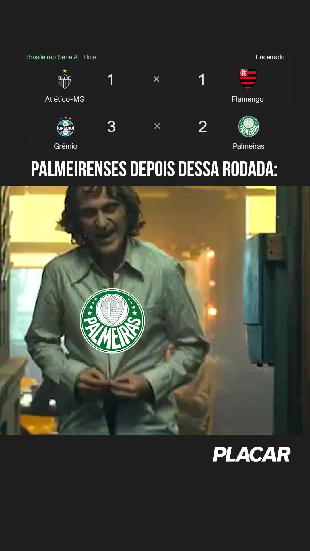 COMPLICOU PRO PALMEIRAS! 👀😶‍🌫️ #palmeiras #flamengo #brasileirão #placar #meme #viral