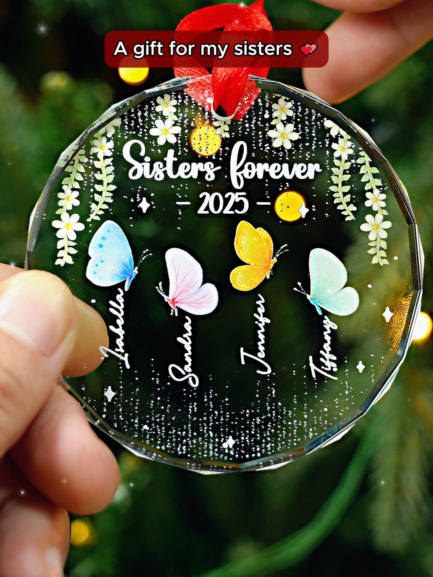 Hang this ornament and remember: no matter where we go, we’re always connected 🪞🌟  #SistersForever #CustomKeepsake #TogetherAlways #recv1KUfgN1kai