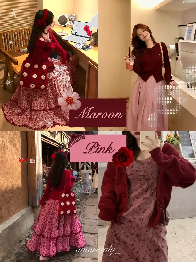 #maroon #pink #black #cream #grey #white #denim #yellow #brown #navy #fyp #foryou #ideoutfit #myoutfittype #colorcombination 