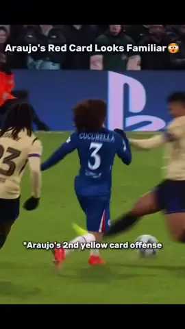 Araújo’s first-half nightmare… AGAIN 😳🔥 Chelsea today vs his PSG red card last year. Is this a pattern for him in big games?? 👀⚽ Comment your thoughts 👇 #Soccer #a#araujob#barcac#chelseau#ucl