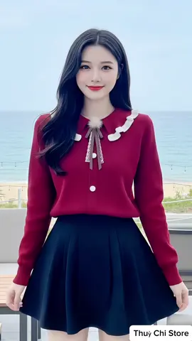 Áo len cổ bèo thắt nơ, trẻ trung và cực kỳ thanh lịch. #aolennu #thoitrangnu #xuhuong #viral #thinhhanh   