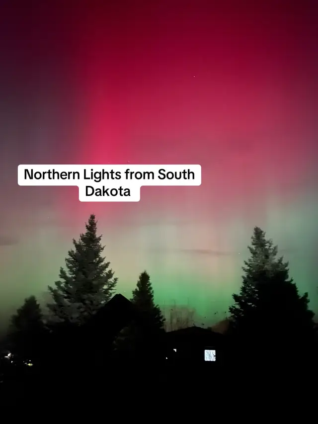My friend sent this picture to me showing the Northern Lights about a week ago. There was an article that said 15 states tonight could see the northern lights but she said not tonight because of snow. The skies weren’t clear tonight! #fyp #northernlights #southdakota 