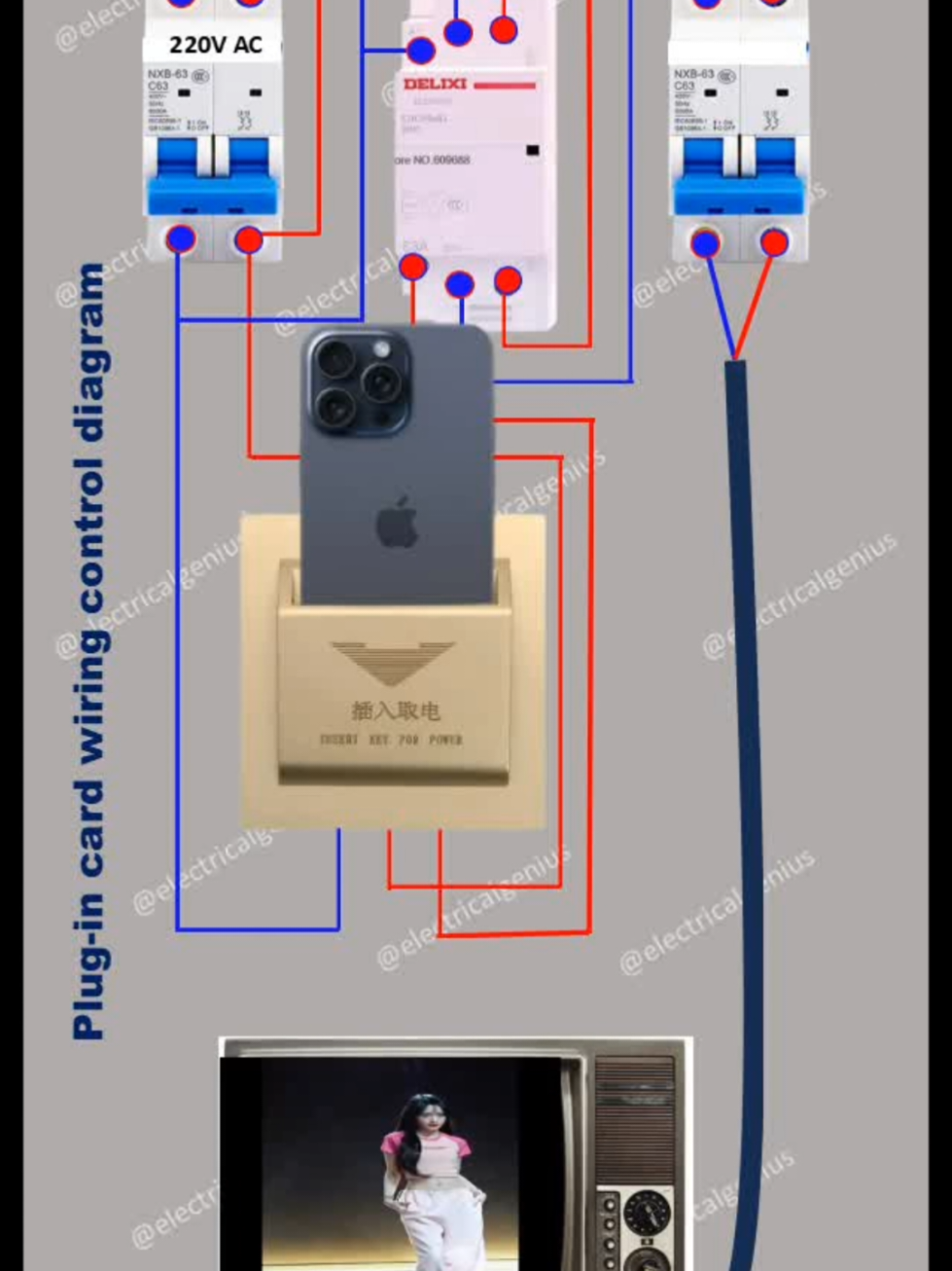 plug in card wiring | Hotel key card switch wiring method #electricalengineering #creatorsearchinsights #electrician #housewiring 