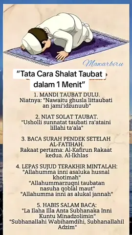Banyak yang ingin berubah, tapi belum tahu cara shalat taubat yang benar. Ini tata caranya: 1. Niat shalat taubat 2. Dua rakaat 3. Perbanyak istighfar & doa taubat 4. Bertekad kuat tidak mengulangi dosa Semoga Allah menerima taubat kita 🤲 Simpan sebagai pengingat ya.#taubat #shalattaubat #hijrah #taubatnasuha #islamicreminders 