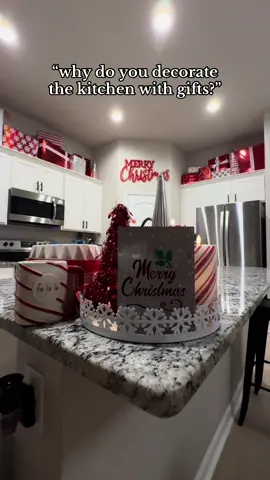 it’s cheap & easy to clean 🤣 also, makes it look fuller imo. up next, wrapping the cabinets 🎁 #christmas #holidays #christmasdiy #christmasdecor #fyp 