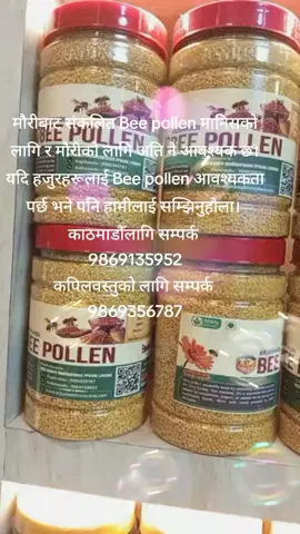मौरीबाट संकलित Bee pollen मानिसको लागि र मौरीको लागि अति नै आवश्यक छ। यदि हजुरहरूलाई Bee pollen आवश्यकता पर्छ भने पनि हामीलाई सम्झिनुहोला।  काठमाडौँलागि सम्पर्क  9869135952 कपिलवस्तुको लागि सम्पर्क  9869356787 #highlight #OrganicFarming #HoneyBees #@Arjun Best HoneyBee 