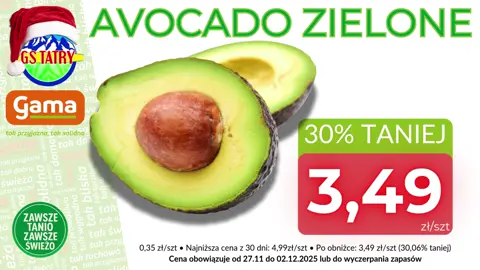🥩🍏 NOWE PROMOCJE – MIĘSO & OWOCE/WARZYWA 27.11–02.12.2025 🍅🥑 Jeszcze więcej oszczędności w Twoim sklepie! 🛒 Zadbaj o pełen koszyk i skorzystaj z super cen na świeże produkty! 👇 MIĘSO 🥩 👉 Ćwiartka z kurczaka – 5,59 zł/kg (34,15% taniej!)🍗 👉 Schab wieprzowy b/k – 15,99 zł/kg (34,15% taniej!) OWOCE & WARZYWA 🍎🥬 ✅ Avocado zielone – 3,49 zł/szt (30,06% taniej!)🥑 ✅ Por – 2,39 zł/szt (31,51% taniej!) ✅ Kapusta biała – 1,29 zł/kg (31,74% taniej!) ✅ Gruszki – 5,49 zł/kg (16,69% taniej!)🍐 ✅ Pomidorki cherry – 4,99 zł/kg (40,08% taniej!)🍅 ✅ Pomidorki daktylowe – 4,99 zł/kg (40,08% taniej!) ✅ Mandarynki – 6,99 zł/kg (22,24% taniej!)🍊 Świeżo, tanio i pysznie – tylko przez kilka dni! ⏰ Wpadaj po zakupy i korzystaj z promocji! 🛍️ #promocja #mięso #warzywa #owoce #taniej #superceny #zakupyzgłową #świeżość #gsbukowina #bukowinatatrzańska #okazjednia #gazetkapromocyjna