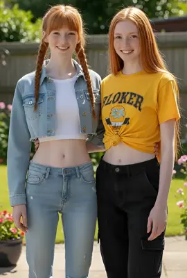 Quand deux sœurs s'adorent comme Laura et moi, il suffit d'un regard pour se comprendre. #ginger #outfit #teenagers #sisters #belly 
