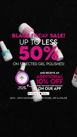 You thought we were done? 😏 Get up to 50% OFF selected Gel-iT polishes + an extra 10% OFF when you shop on the Maskscara App. Valid 26–30 Nov, in-store & online. Ts&Cs Apply #maskscara #gelit #fyp 