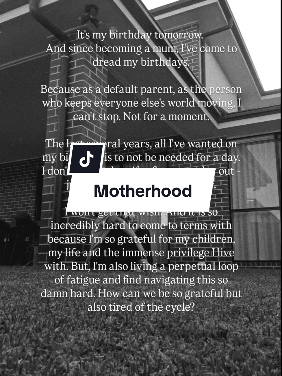 My birthday is tomorrow and my only wish is something I can’t seem to get: a pause. 💔 Birthdays are a big deal for me - I use them as an excuse to make someone I love feel like the most special person ever, going completely OTT! So the irony isn't lost on me that all I want for my own is literal rest. Since becoming a mum, my birthday has become less about celebrating and more about the sinking feeling that I can't stop being 'on.' I don't want a fancy dinner, flowers, or any material thing. My actual, deep-down wish is to not be needed for a whole 24 hours. To experience the rare luxury of solitude. To be in my space, in my head for a moment.  It feels incredibly selfish to say when I’m so grateful for the love I have, but the fatigue is a physical weight. And we can hold both truths; having immense love AND an intense need for a break.  I'm actually totally crashing out at the moment, because I had a quiet day planned for myself tomorrow but surprise, surprise something has come up and that's now off the table. 🥲😩😭😞  Sending love to all the default parents out there. ❤️❤️ #motherhood #honestmotherhood #motherhoodunplugged #tiredmama #defaultparent 