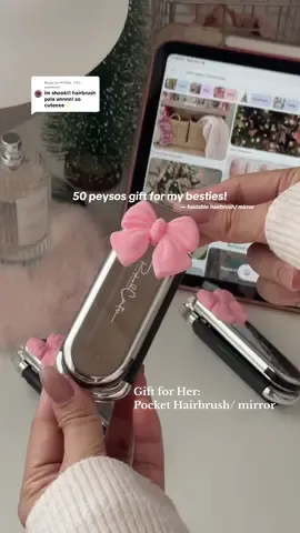 Replying to @۶ৎTrish...۶ৎ  A thoughtful and affordable Christmas gift your besties could actually use everyday!  - Foldable hairbrush/ mirror! 🎀✨ #christmasgift #christmasgiftforher #giftforher #girlythings #giftideas 