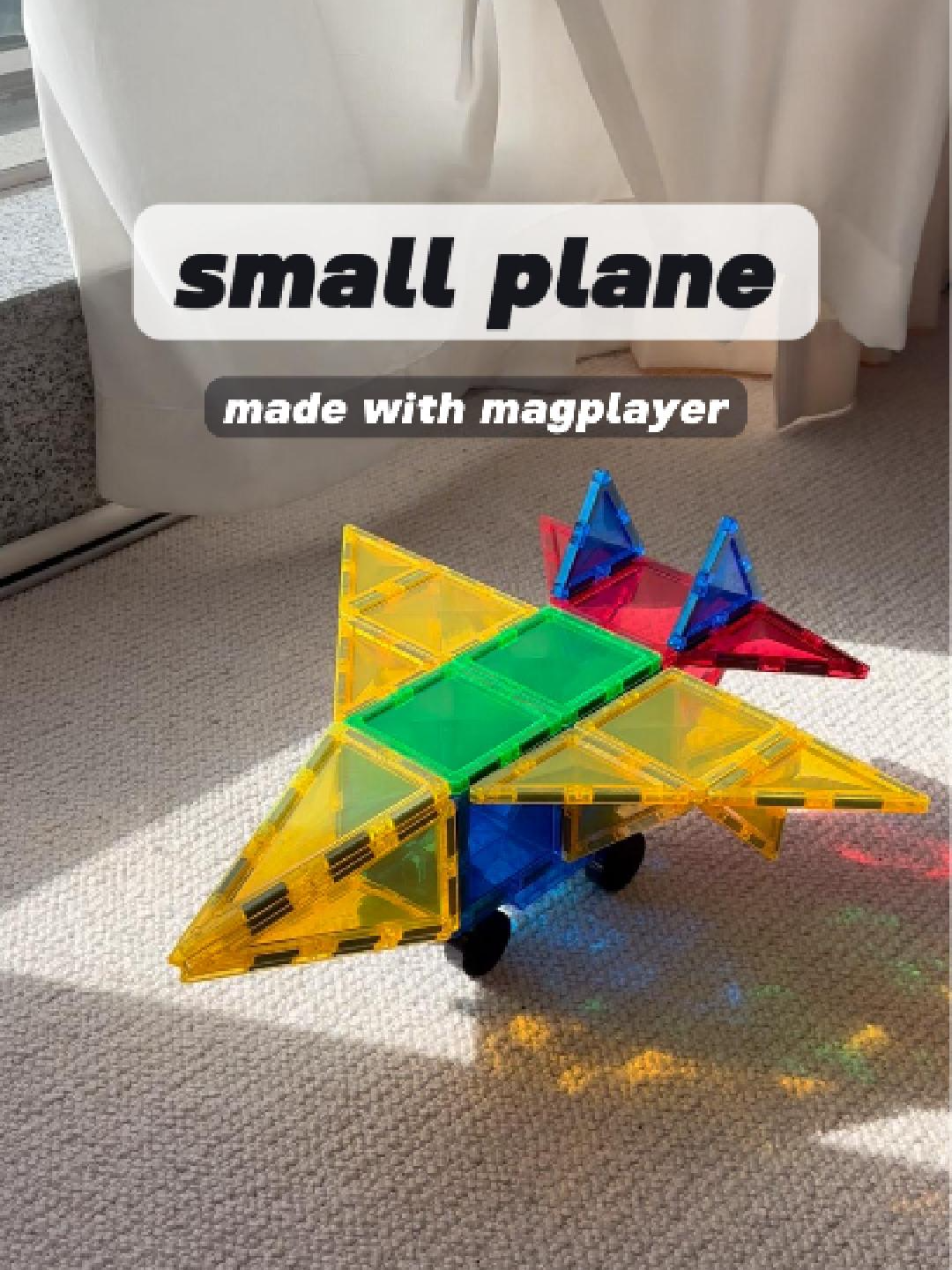 We built a magnetic AIRPLANE! ✈️✨ STEAM + creativity = endless fun! Where should we fly next? 🌈 #Magplayer #MagneticTiles #Kidstoys