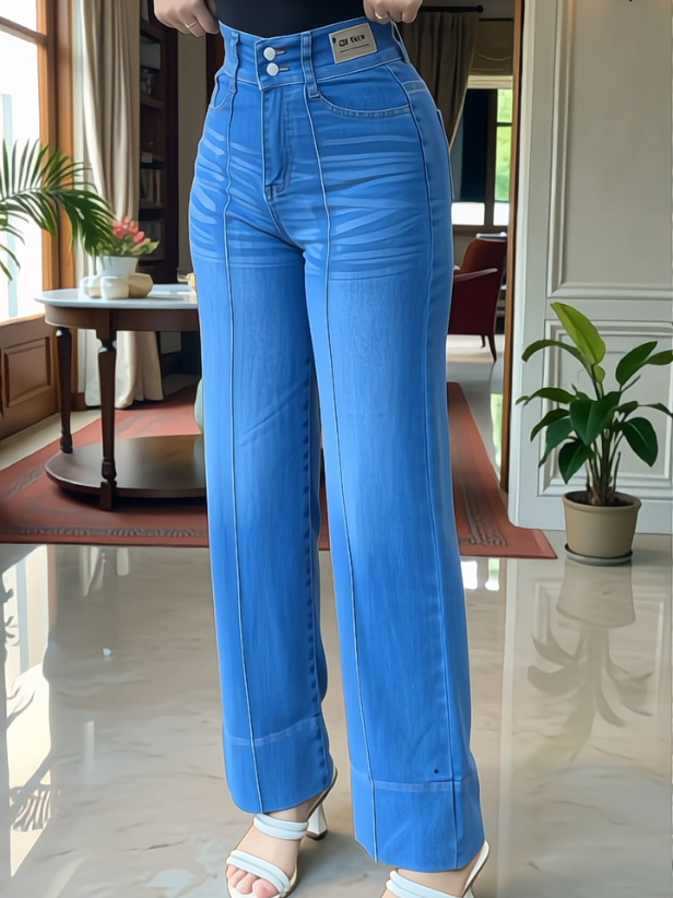 Celana Highwaist Wanita Lipat Lebar Korean Style Stretch Soft 