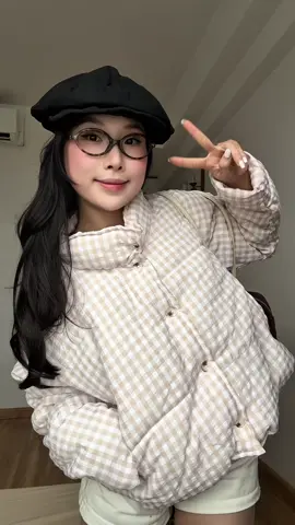 Áo phao sọc caro hàn quốc nè #tuoihiriviu #aophao #aophaonu 