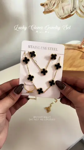 Designed to remind you that luck is always on your side 🍀 ✨ #luckyclover #luckycloverjewelryset #jewelryset #jewelrysetforwomen #fyp 