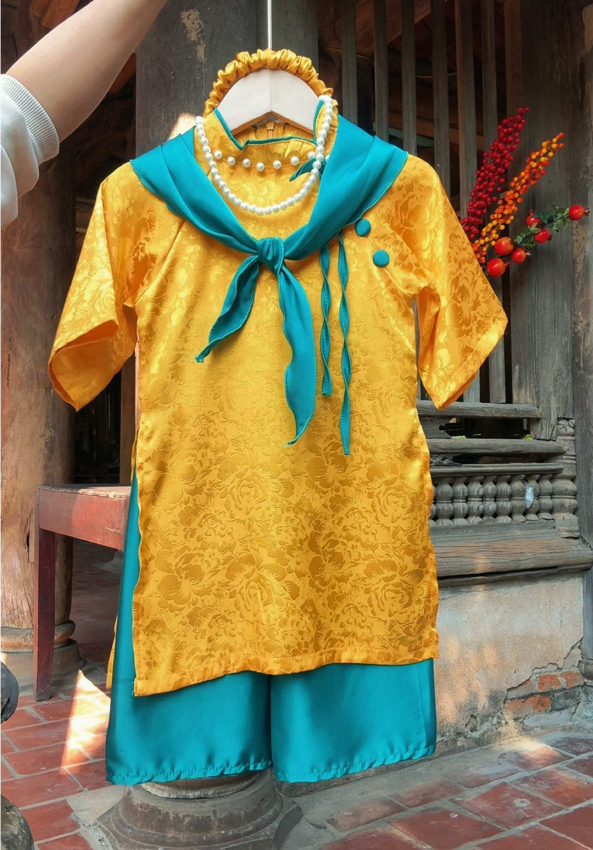 (AD02) Sét áo dài Tết Gấm cổ k#quynhanhkids2 #aodai #aodaichobe #aodaibegai #tet2026 