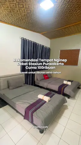 rencana liburan akhir tahun ke purwokerto? nginep di sini ajaa, lokasi strategis deket stasiun purwokerto✨ dengan harga 100ribuan kalo pake promo YUKNGINEP, udah bisa nginep di sini~ cocok untuk solo traveler karena ada kamar single room atau keluarga karena ada kamar family room. yuk booking sekarang pakai aplikasi RedDoorz yaa! #RedTravelers #BukaSemuaPintu #RedDoorz 