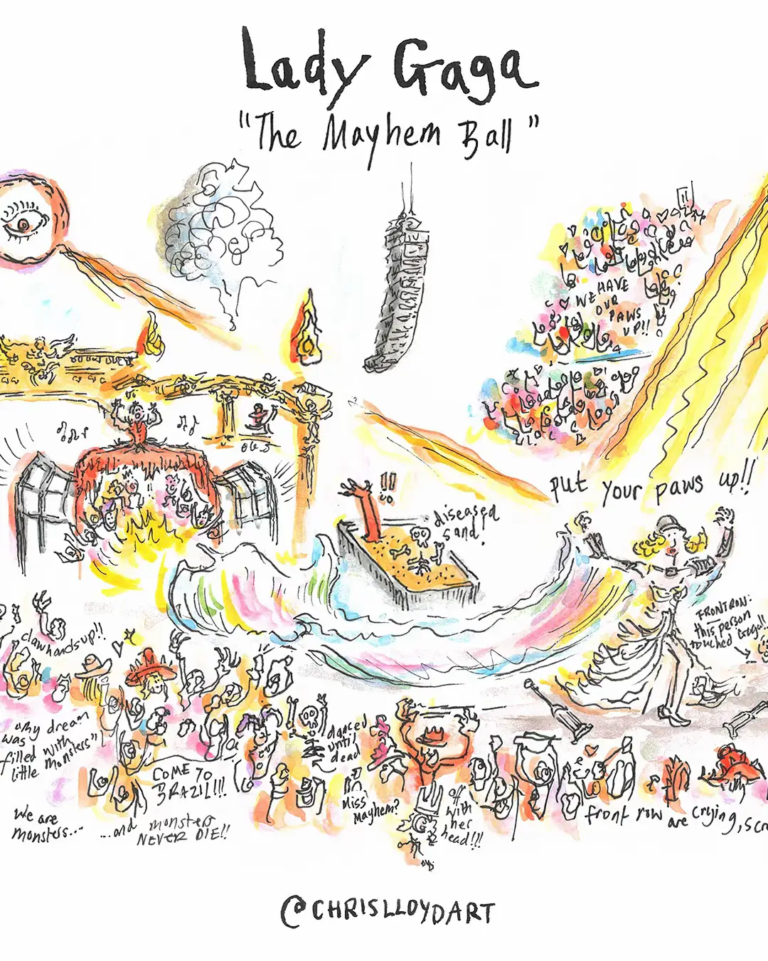 I drew @ladygaga Mayhem Ball concert from the crowd.  #ladygaga #mayhemball #gaga 