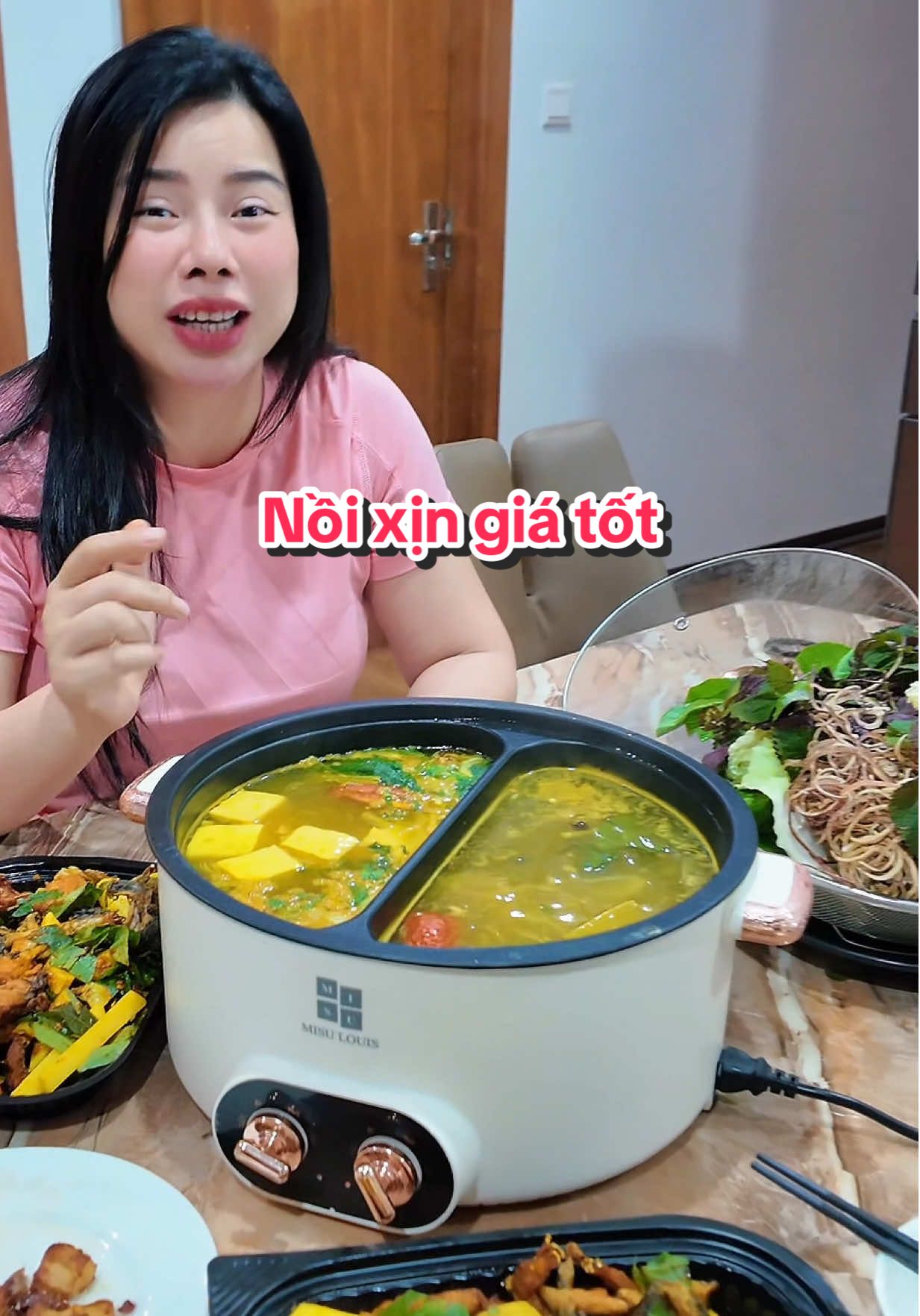 Nồi lẩu điện 2 ngăn misu louis thông minh tiện lợi #thaothontha #noilaudien #noilaudien2ngan #noilau2ngan #sieusaleblackfriday 