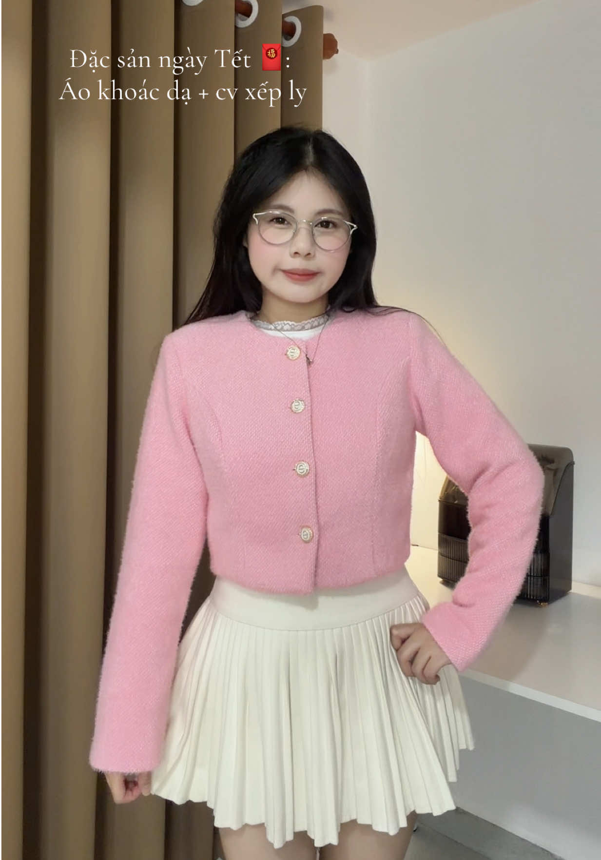 Áo khoác dạ lông thỏ 