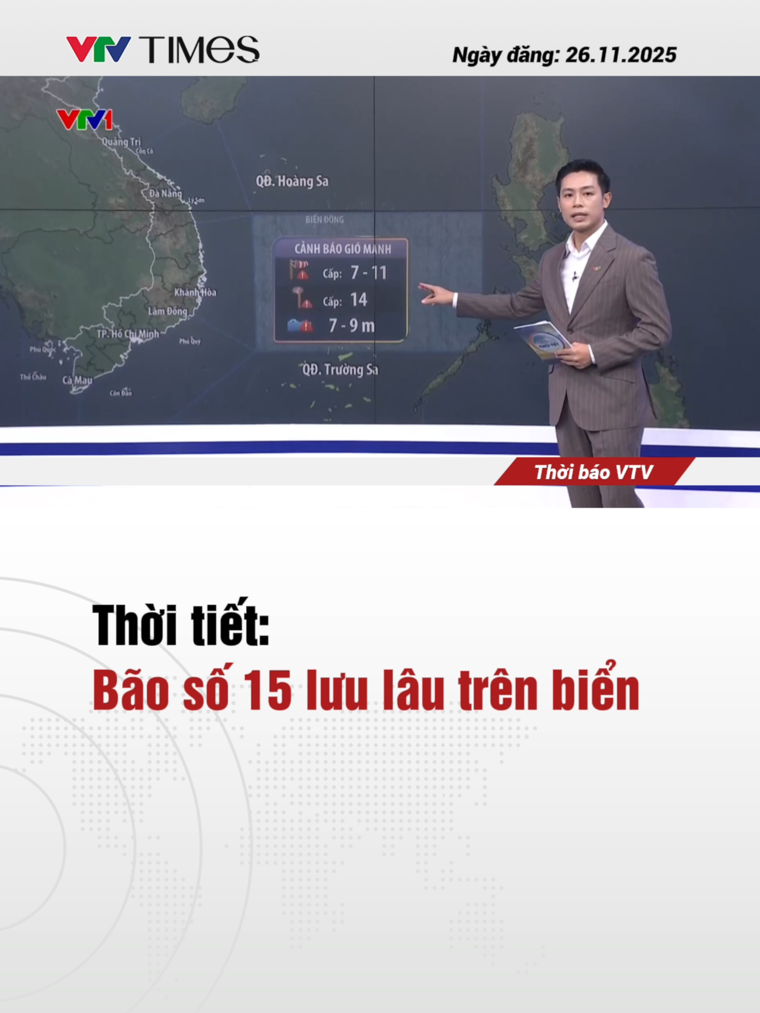 Bão số 15 di chuyển chậm và lưu lâu trên biển, gây sóng lớn và nguy hiểm cho tàu thuyền hoạt động xa bờ.