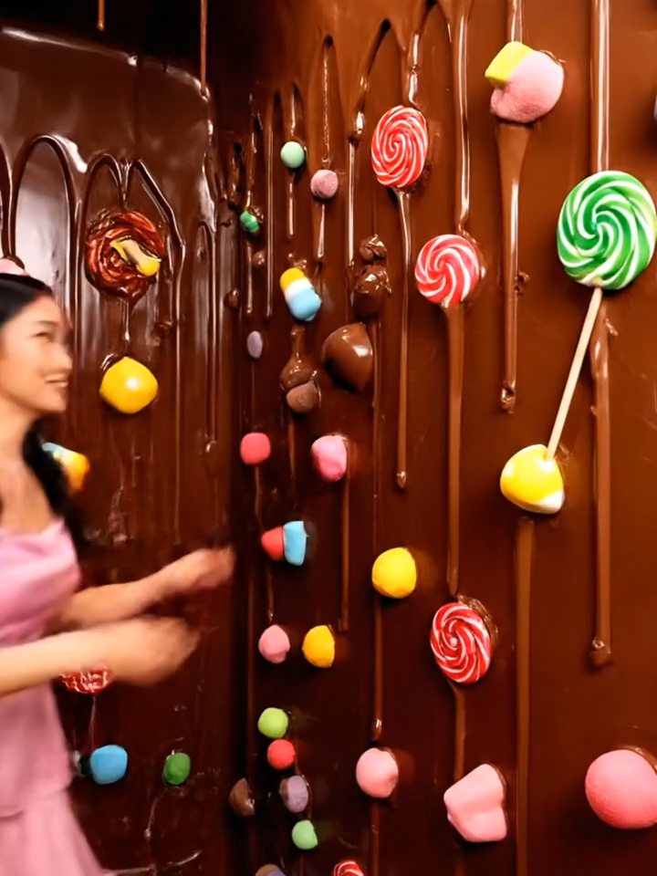 walk into choco house & eat the choco, asmr🍫 #AIGenerated #AITiktok #ASMRTiktok #eatingchocolate #chocolatehouse #mukbang