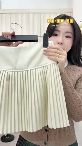 DELIZ - Chân váy xếp ly nữ thiết kế cạp cao chất dạ mềm ấm áp phối đồ thu đông - CV30