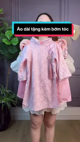 Áo dài cách tân cho bé tặng kèm bờm tóc, chất mềm đẹp mát #aodaibegai #aodaitet #aodaicachtanchobe #dotetchobe #xuhuong 