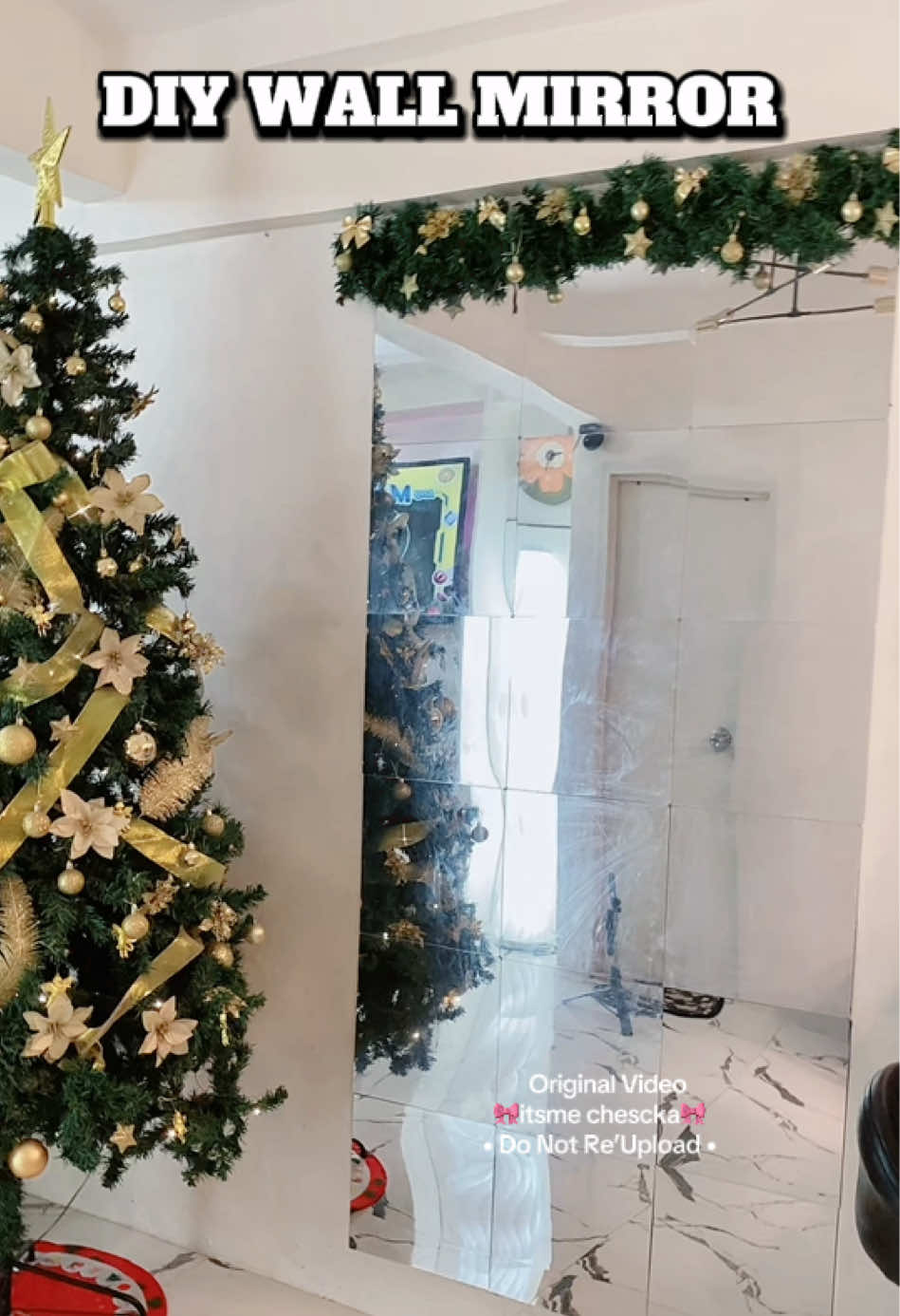 DIY wall mirror 🪞 Grabe ang yayamanin 🫣#acrylicmirror #mirror #wallmirror #homedecor #salamin 