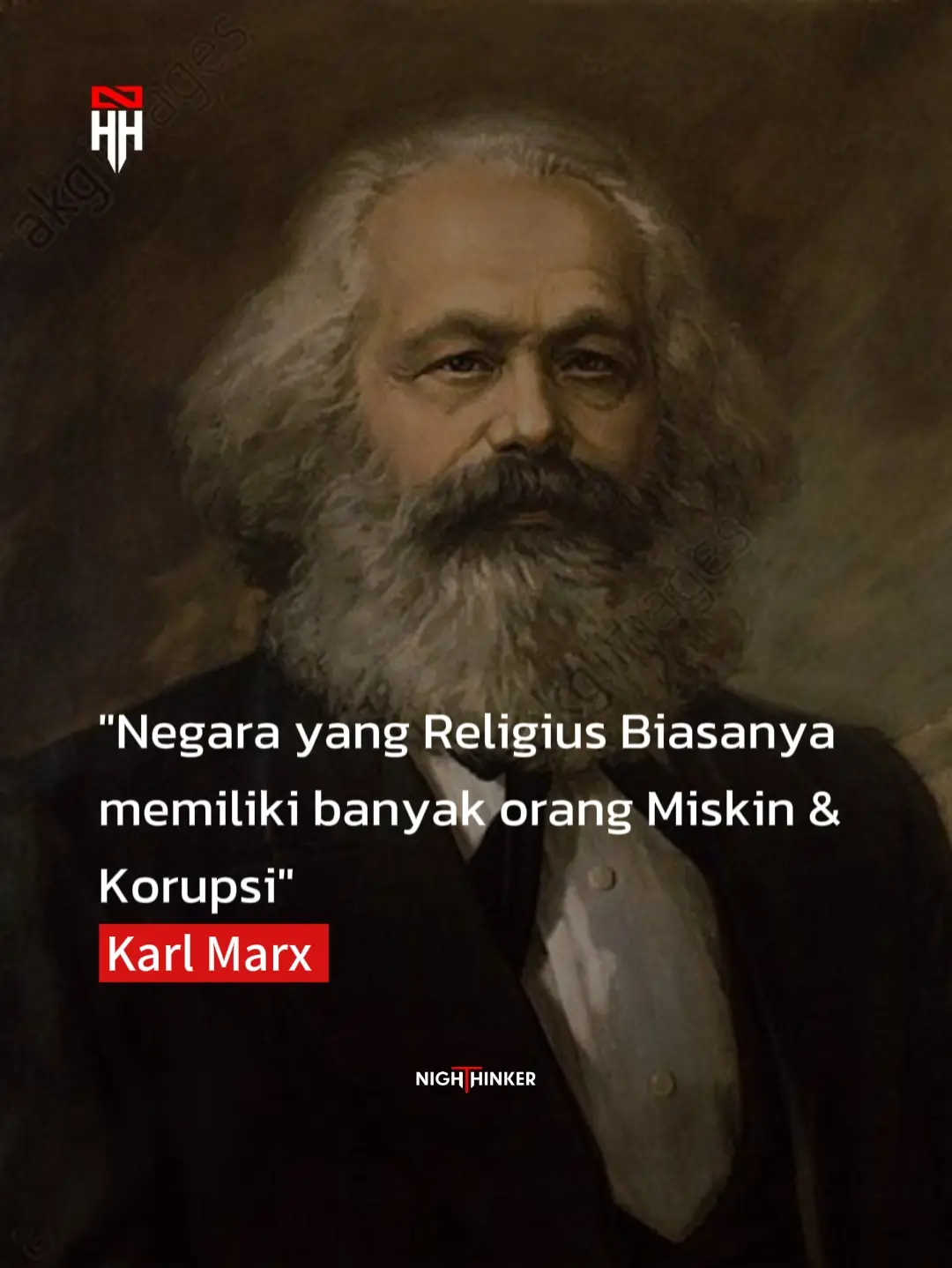 Menurut Karl Marx, negara yang cenderung religius tidak secara langsung menyebabkan kemiskinan atau korupsi, melainkan agama berfungsi sebagai alat ideologis yang digunakan oleh kelas penguasa untuk melanggengkan ketimpangan sosial dan ekonomi yang sudah ada. Agama mengalihkan perhatian kelas pekerja dari penderitaan material mereka, yang pada akhirnya menghambat perubahan sosial yang diperlukan untuk mengatasi kemiskinan dan korupsi struktural.  Berikut penjelasan singkat mengenai pandangan Karl Marx terkait hal ini: Agama sebagai 