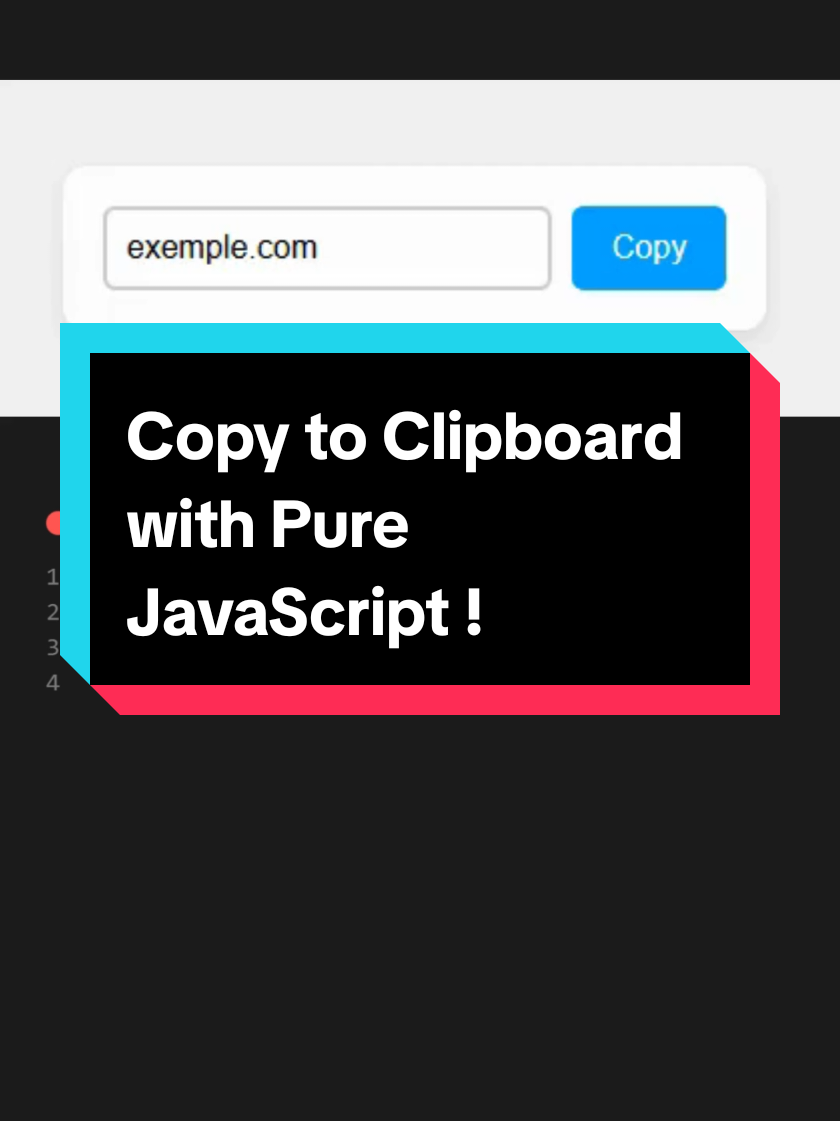 Copy to Clipboard with Pure JavaScript ! #javascripttutorial #htmlcssjavascript #webdevelopment #javascriptdeveloper #learnjavascript #htmlcss 