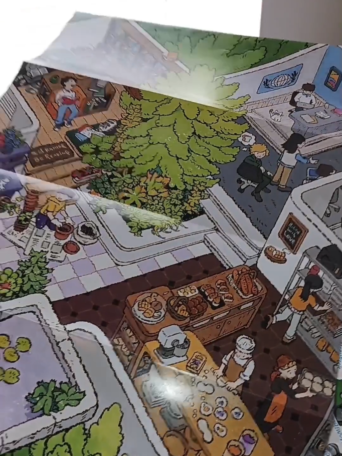 Jigsaw Puzzle Unboxing: Title: Gathering in the Treehouse Brand: Momibook Pieces: 1,000 Finish: Twinkle Laminate  #twinkle #shimmer #puzzletok #gathering #treehouse 