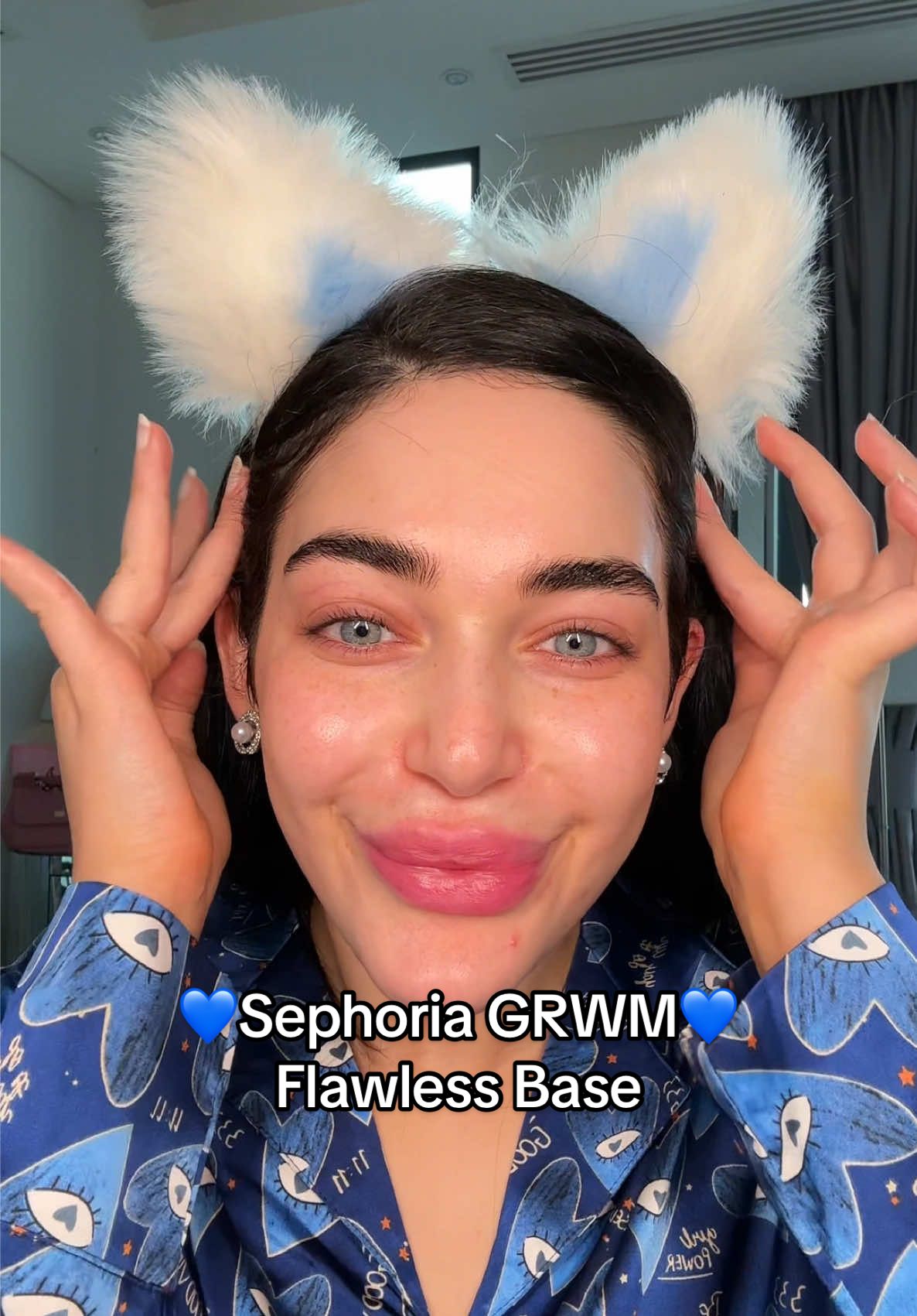 Sephoria GRWM Pt. 1 💙 | Flawless base routine ✨✨ but I definitely wouldn’t mix these foundations again 🤣 this was the most full coverage combo I’ve everrrrrrr tried. #grwm #sephoria #makeuptutorial #flawlessmakeup #foundationroutine 