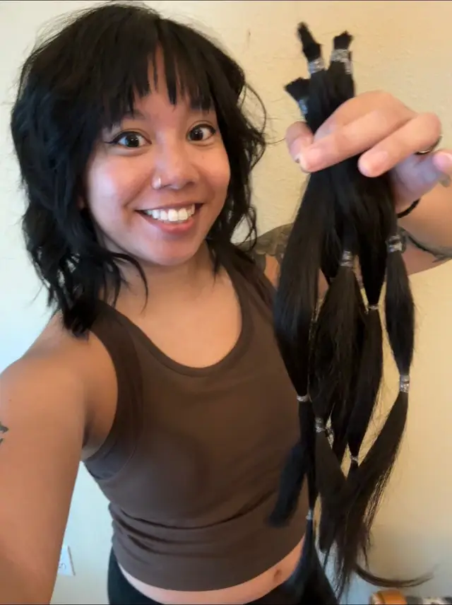 It was very important to me to share my hair this year. I was able to get up to 18 inches for hair donation. Please consider financial donations to Wigs for Kids this year. They use donations to provide FREE wigs to those who need it #wigsforkids #hair #hairdonation 