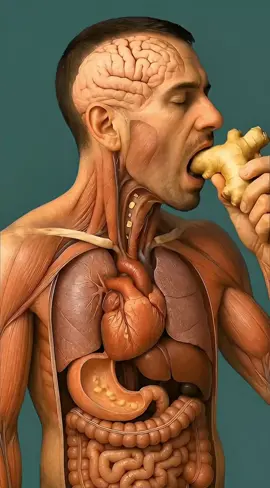 What happens inside your body after eating ginger? 🌿 A gentle, conceptual inside-body journey  . ⚠️ This is a symbolic AI animation. Not a real medical depiction or health advice #anatomy #healthyfood #anatomy #LearnOnTikTok #healthylifestyle 