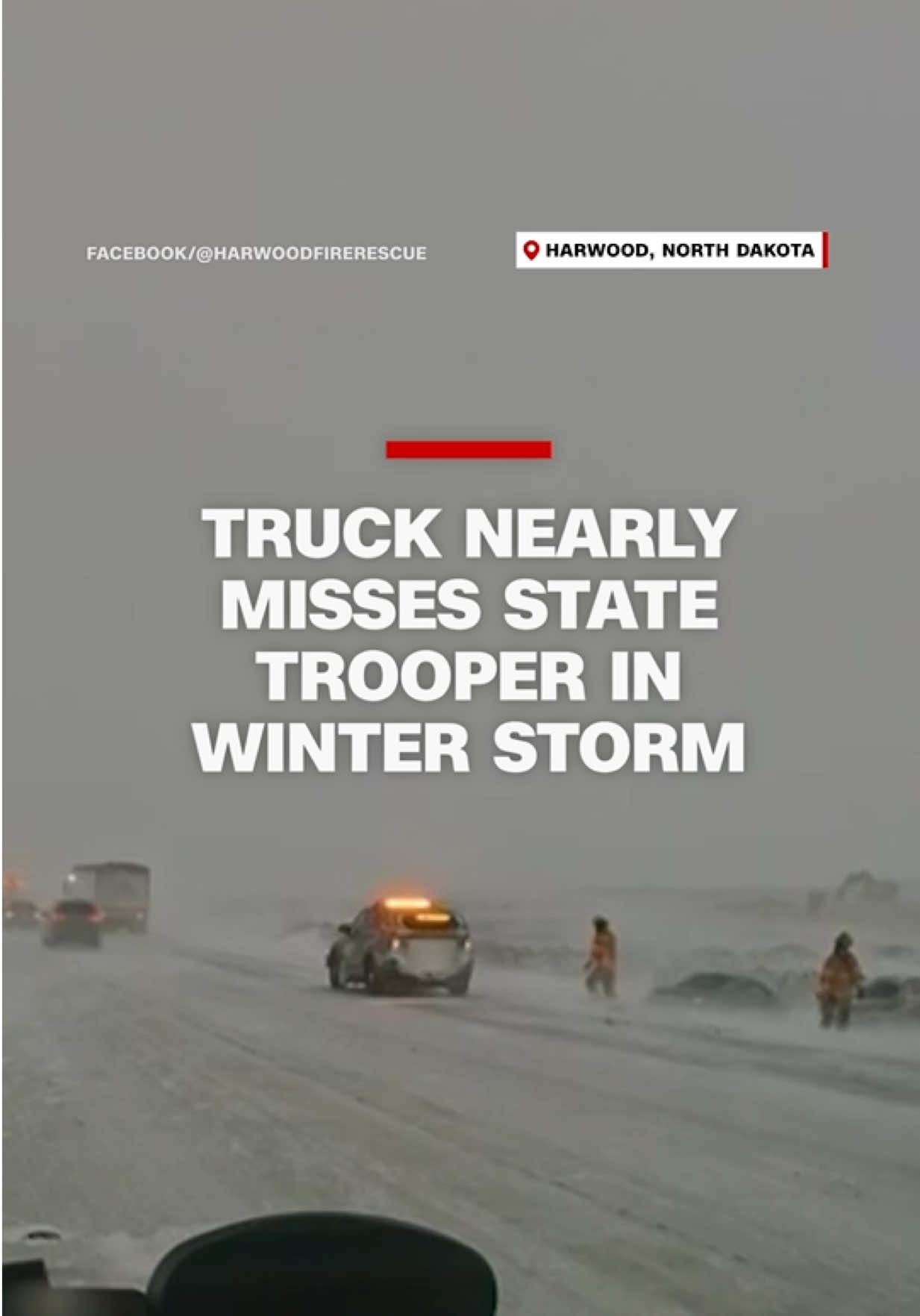 North Dakota officials shared dashcam footage of a truck nearly missing two firefighters and a state trooper during a winter storm that dropped over a half-foot of snow across parts of the Midwest. #cnn #news 