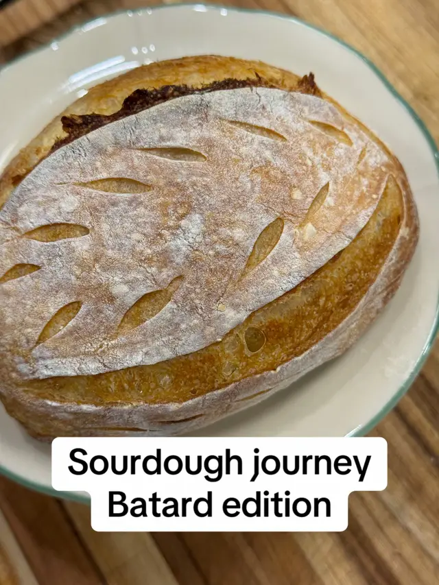 Trying the new photo trend using my sourdough loaf that I baked up this morning. This is a small 6” mini batard loaf banneton. What’s your favourite style of sourdough batard or boule? #phototrend #sourdough #sourdoughstarter #fy #fyp 