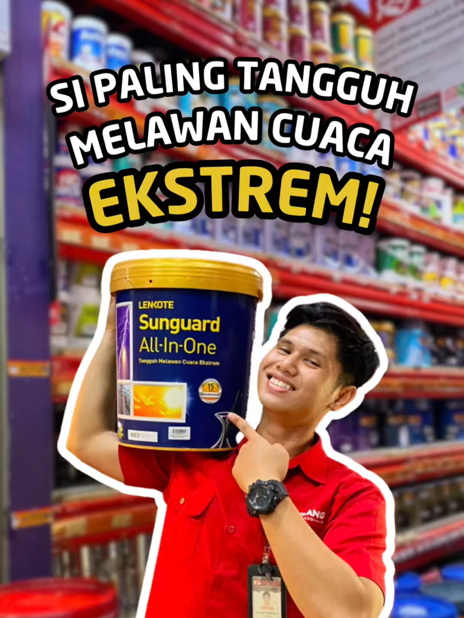 Dinding luar rumah mulai bermasalah karena cuaca ekstrem? Tenang, saatnya pakai Cat Sunguard All In One dari Lenkote!  Cat eksterior premium ini mampu melindungi dinding dari cuaca ekstrem karena: • Kotoran tidak mudah menempel • Anti jamur & lumut • Tahan cuaca & tahan alkali #catdinding #lankote #sunguardallinone #fyp